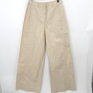 Modern Citizen Tatum Wide Leg Pant Women L Tan Linen Blend Cargo Capsule Coastal
